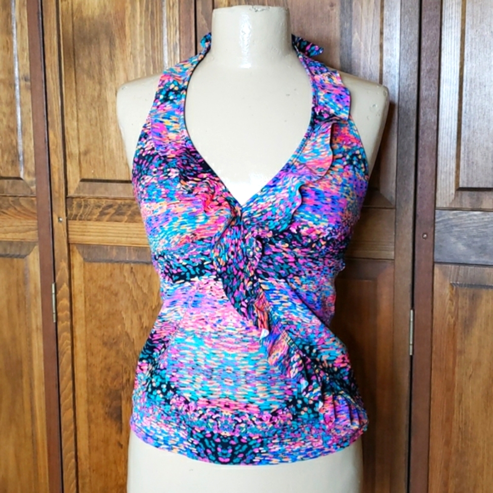 Assets by Spanx NWOT Tankini Halter Swim Top Sz M